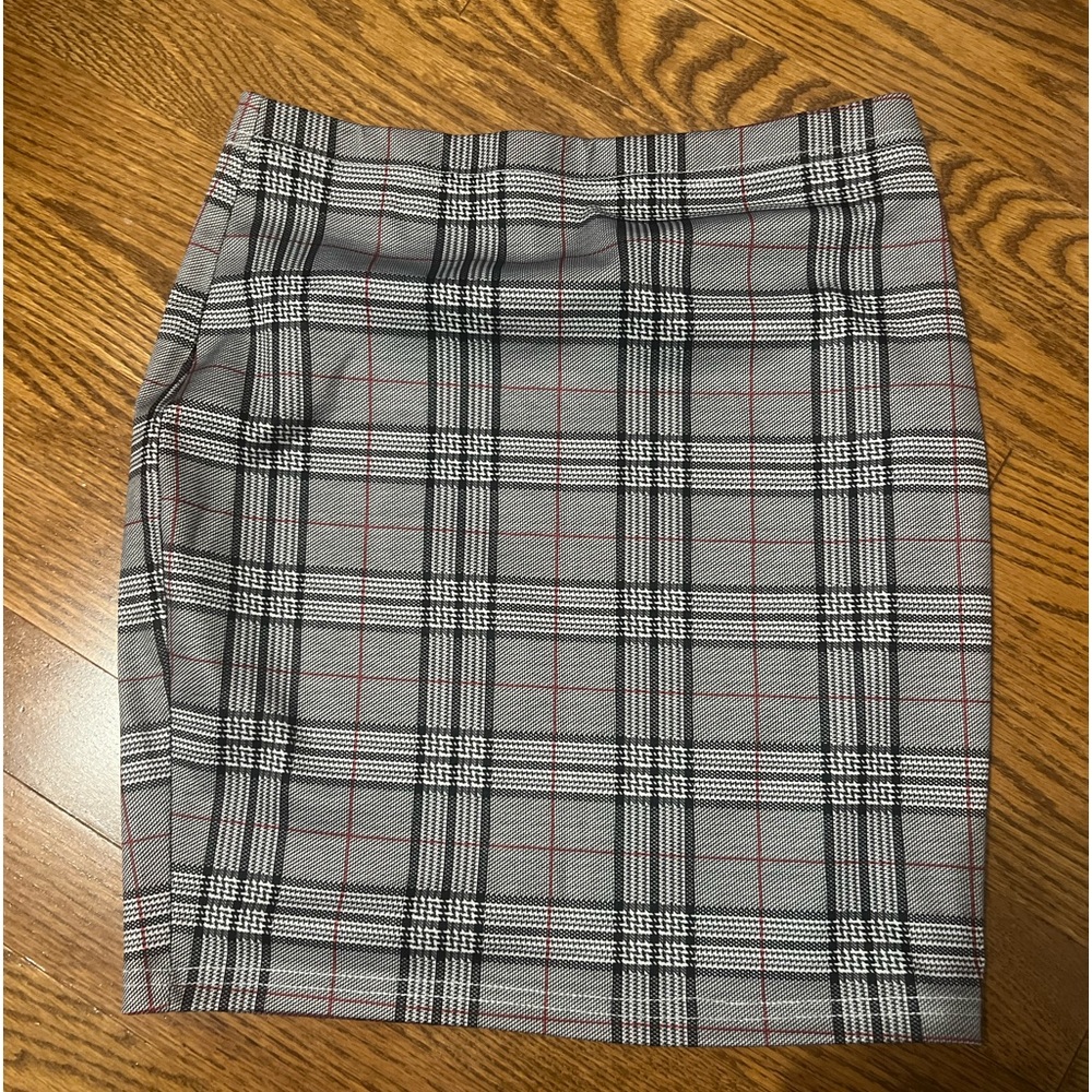 Shein plaid print fitted skirt